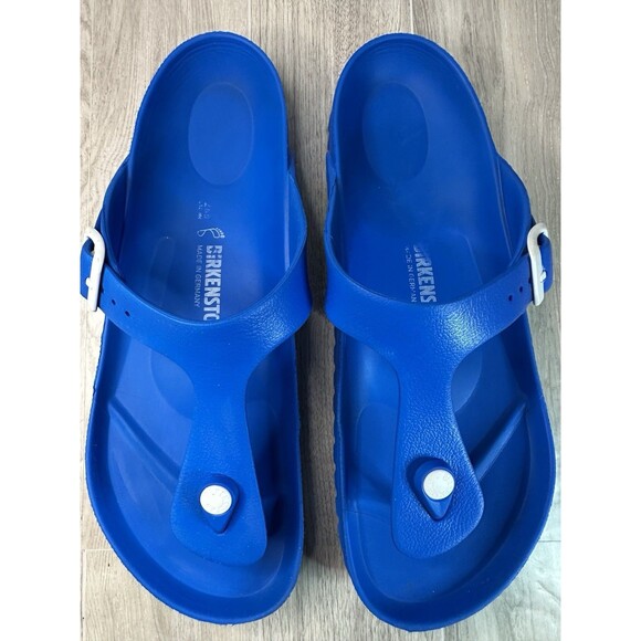 Birkenstock Sandals Womens 10 Mens 8 Gizeh Eva Rubber Royal Blue Thong Flip Flop - Picture 6 of 16